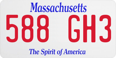 MA license plate 588GH3