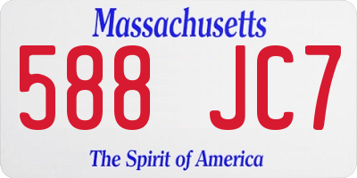 MA license plate 588JC7