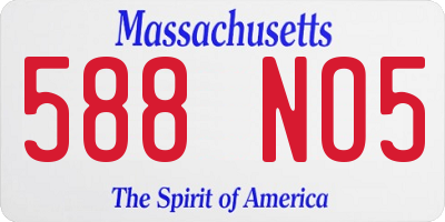 MA license plate 588NO5