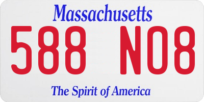 MA license plate 588NO8