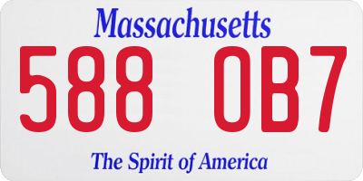 MA license plate 588OB7