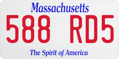 MA license plate 588RD5