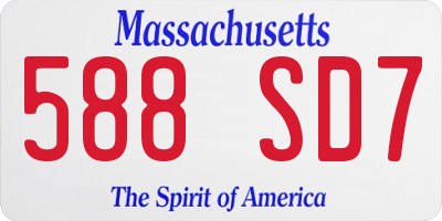 MA license plate 588SD7
