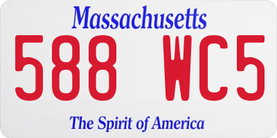 MA license plate 588WC5
