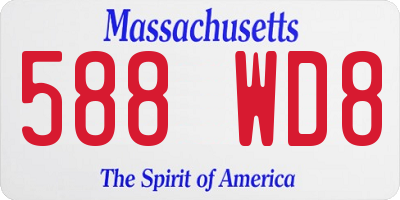 MA license plate 588WD8