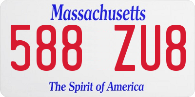 MA license plate 588ZU8