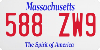 MA license plate 588ZW9