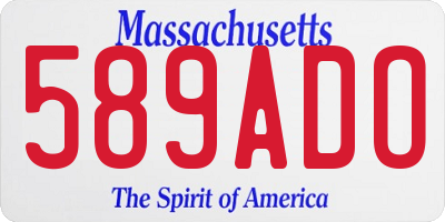 MA license plate 589ADO