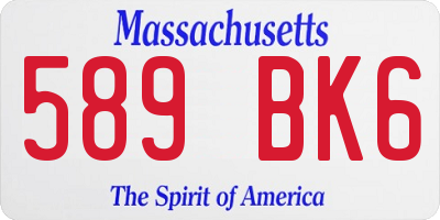 MA license plate 589BK6