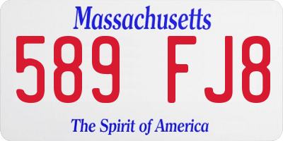 MA license plate 589FJ8
