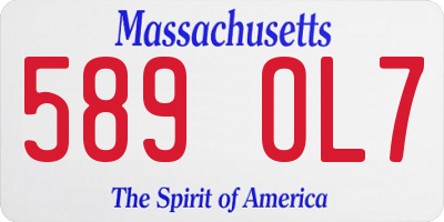 MA license plate 589OL7