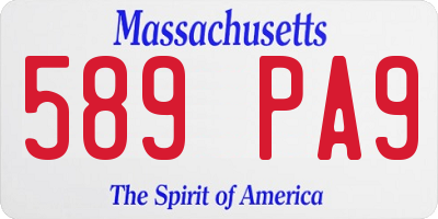 MA license plate 589PA9