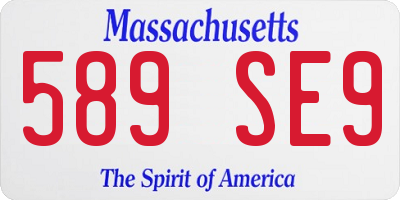 MA license plate 589SE9