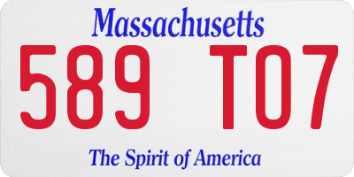 MA license plate 589TO7
