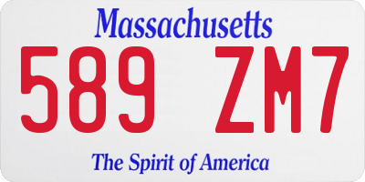 MA license plate 589ZM7