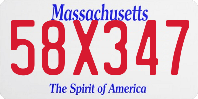 MA license plate 58X347