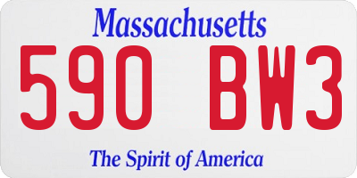 MA license plate 590BW3