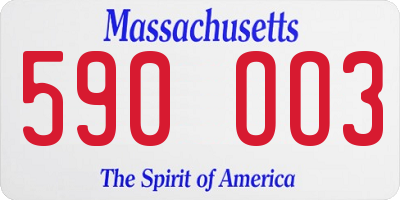 MA license plate 590OO3