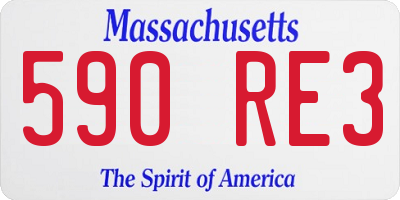 MA license plate 590RE3