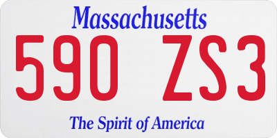 MA license plate 590ZS3