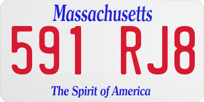 MA license plate 591RJ8