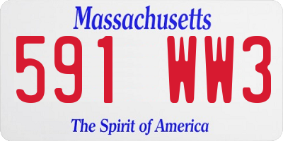 MA license plate 591WW3