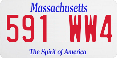 MA license plate 591WW4