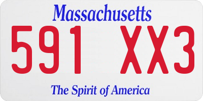 MA license plate 591XX3