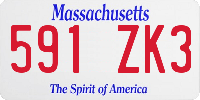 MA license plate 591ZK3