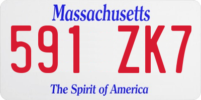 MA license plate 591ZK7