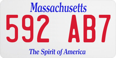 MA license plate 592AB7