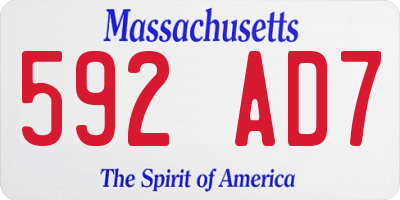 MA license plate 592AD7