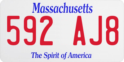 MA license plate 592AJ8