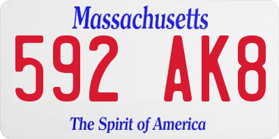 MA license plate 592AK8