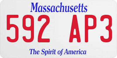 MA license plate 592AP3