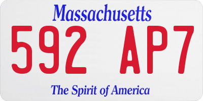 MA license plate 592AP7