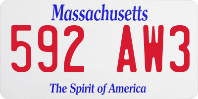 MA license plate 592AW3