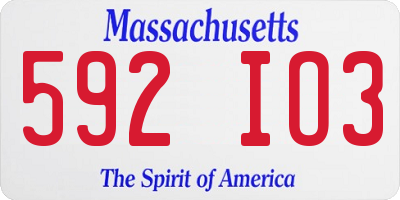 MA license plate 592IO3
