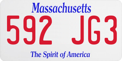 MA license plate 592JG3