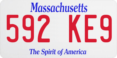 MA license plate 592KE9