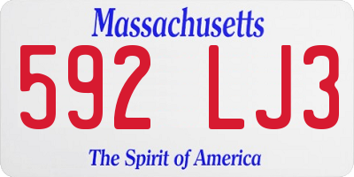 MA license plate 592LJ3