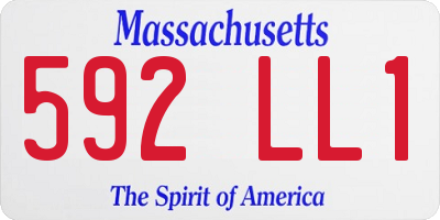 MA license plate 592LL1