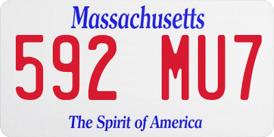 MA license plate 592MU7