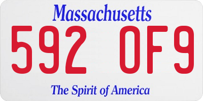MA license plate 592OF9