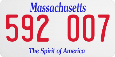MA license plate 592OO7
