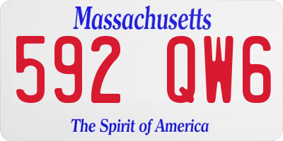 MA license plate 592QW6