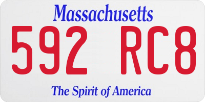 MA license plate 592RC8