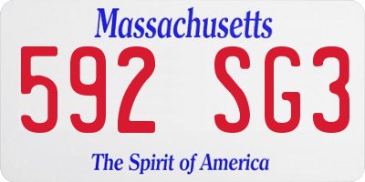 MA license plate 592SG3