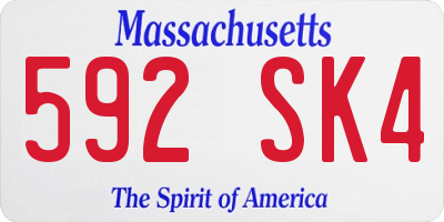 MA license plate 592SK4