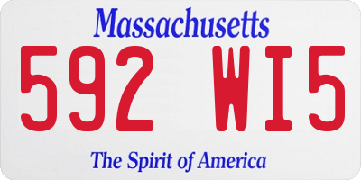 MA license plate 592WI5